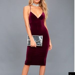 Lulus Burgundy Velvet Bodycon Dress